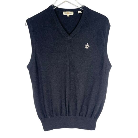 Peter Millar Crown Men’s Pure Cashmere V-Neck Sweater Vest M Black Preppy Knit - Picture 1 of 5